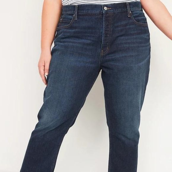 Old Navy High-Waisted Button-Fly Slouchy Straight Cropped Jeans for Women New - Picture 7 of 9